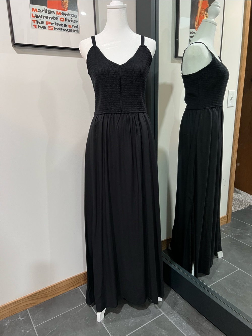 Maurice’s Flowing Black Maxi Dress with Smocked Bodice NWOT
